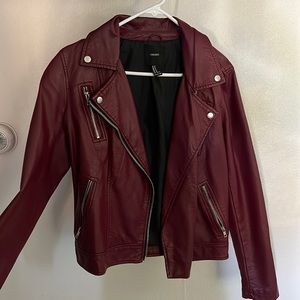 Faux red leather jacket